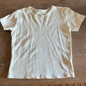 Butter yellow pointelle Short Sleeve Tee m/L